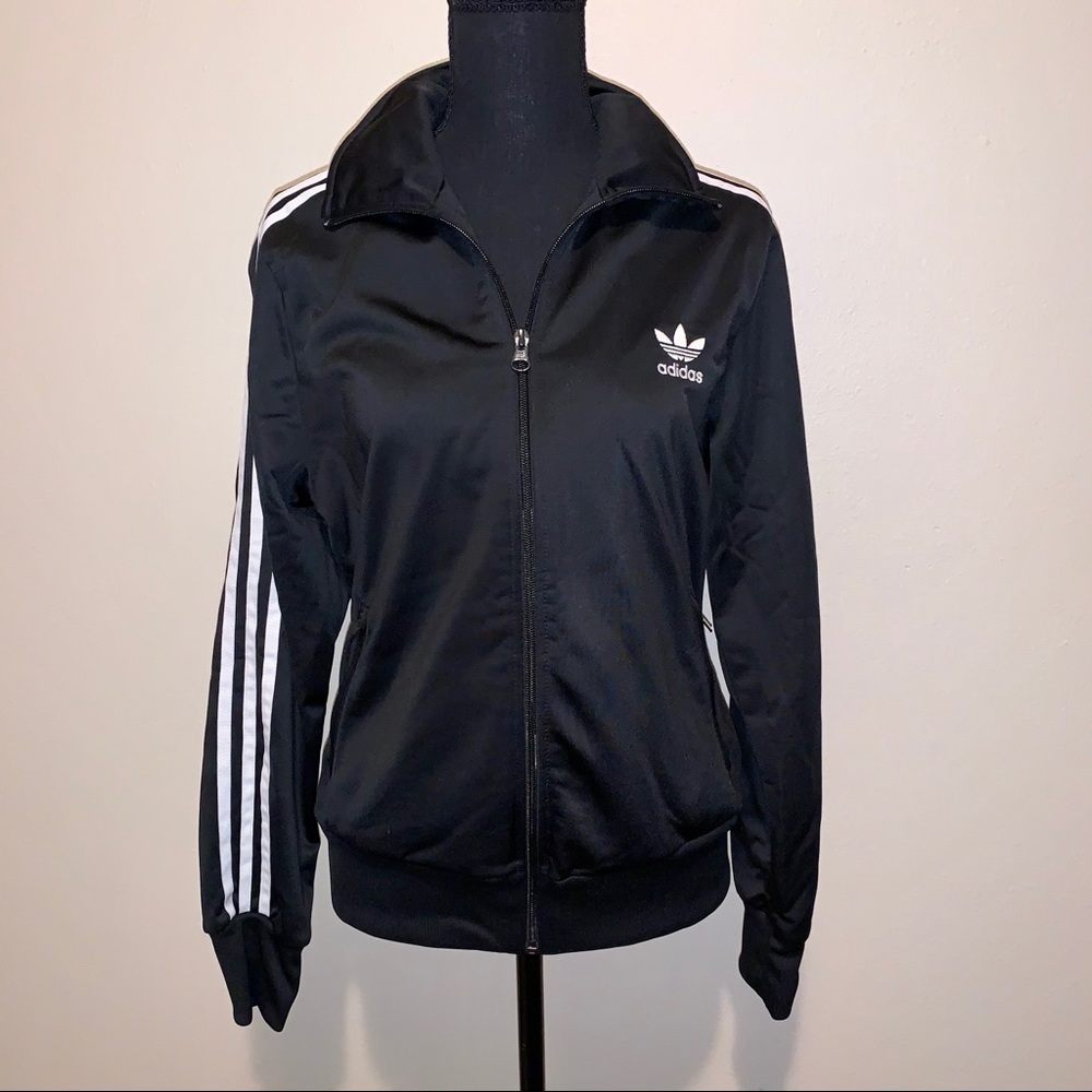 Classic Adidas Zip Track Jacket With Logo On Back